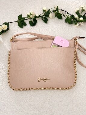 Jessica Simpson Pale Pink Crossbody with Gold Stud Accents